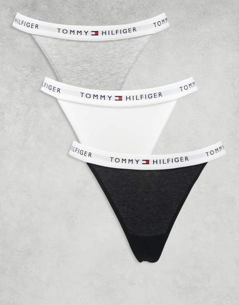 Tommy Hilfiger – 3er-Pack Tanga-Strings in Grau/Marineblau/Weiß - view 1