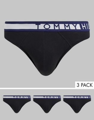 Tommy Hilfiger 3 pack brief in black with logo waistband - ASOS Price Checker