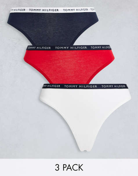 Tommy Hilfiger – 3er-Set Tangas in Marine, Weiß und Rot - view 1