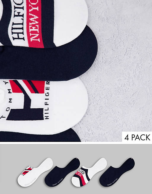 Tommy Hilfiger 4 pack footsie socks in white and navy