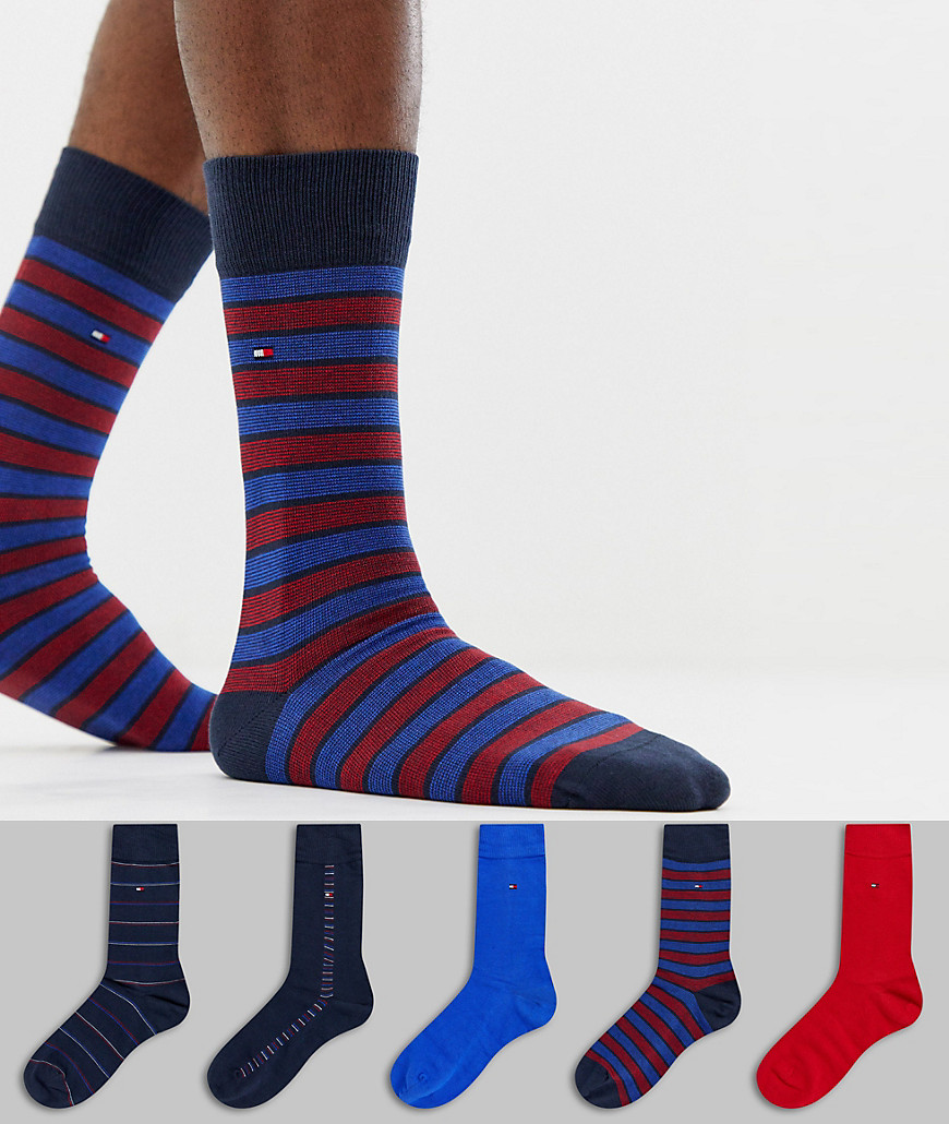 Tommy Hilfiger 5 pack sharps stripes socks gift box-Multi