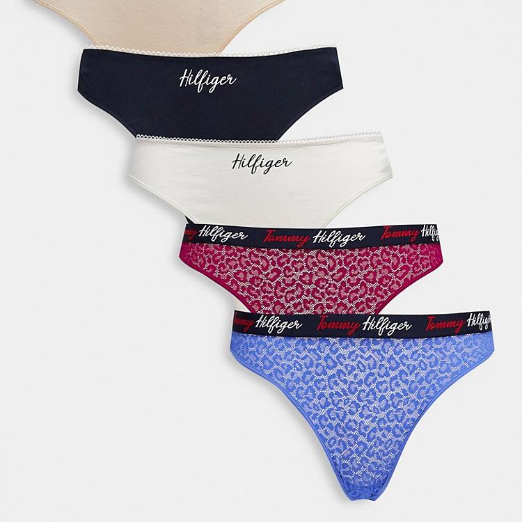 Tommy | 5 and multi Hilfiger thong mix cotton ASOS pack lace in