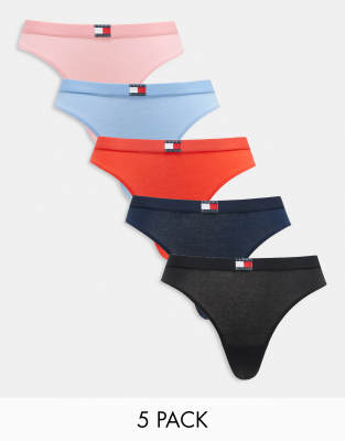 Tommy Hilfiger - 5er-Pack Tangas in verschiedenen Farben mit Retro-Logo-Bunt