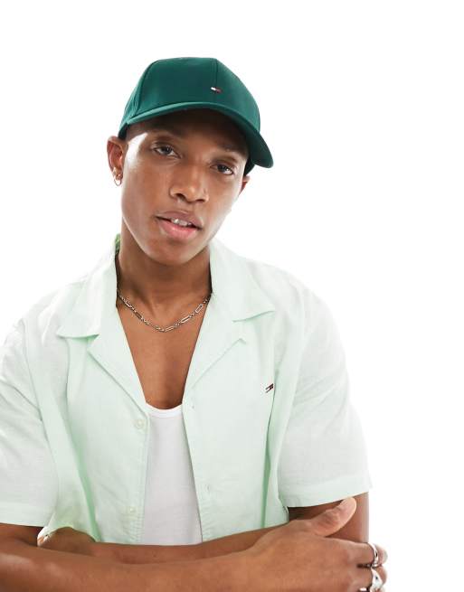 Tommy Hilfiger – 6-Panel-Kappe in Jäger-Grün mit Flaggen-Logo
