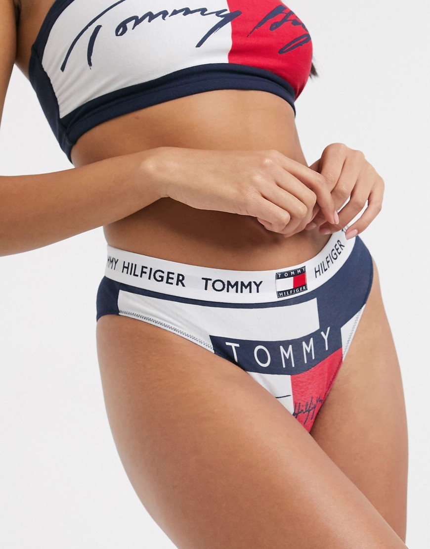 Tommy Hilfiger 85 colourblock bikini briefs in navy and red