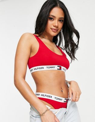 Tommy Hilfiger 85 logo thong in red | ASOS
