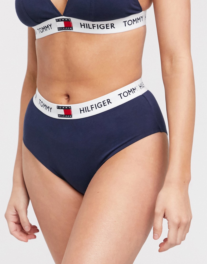 Tommy Hilfiger – 85 – Marinblå bikiniunderdel med hög midja och logga