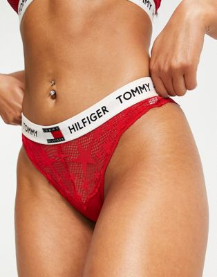 Tommy Hilfiger 85 Star Lace nylon blend brazilian brief in red - RED - ASOS Price Checker