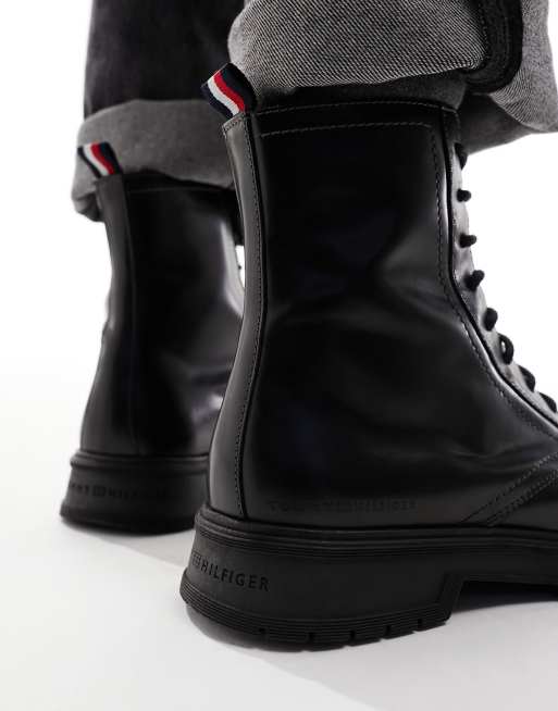 Tommy Hilfiger Buckle Lace Up Boot Black - Fast delivery