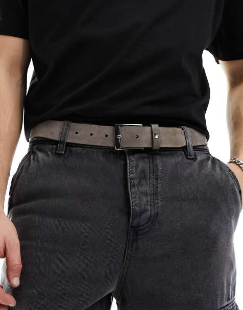 Adan Nubuck Leather Belt, Grey