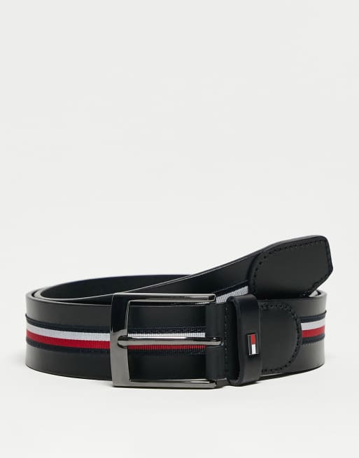 Tommy Hilfiger - Adan - Riem in zwart met vlaggenstreep