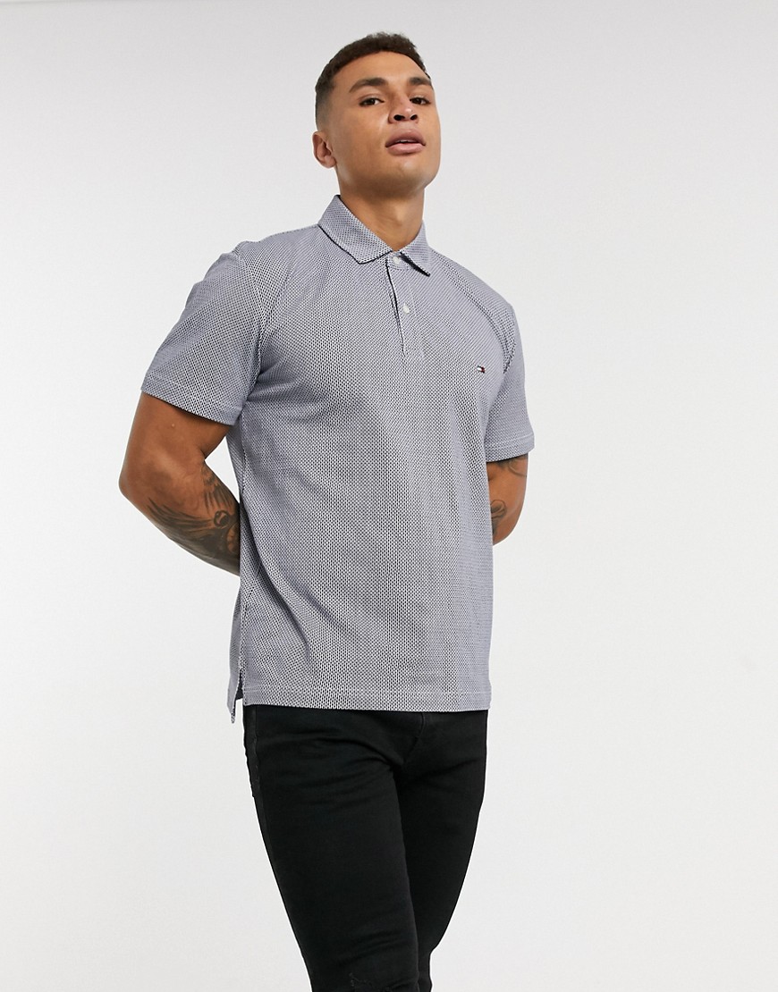 Tommy Hilfiger allover mini print regular fit polo shirt-White