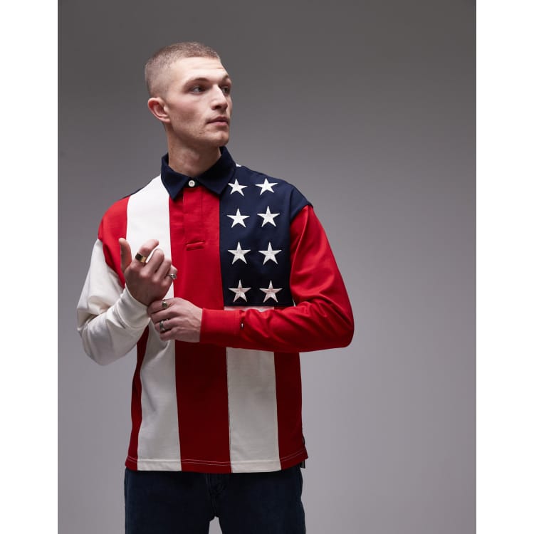 Tommy Hilfiger American flag rugby shirt in red | ASOS