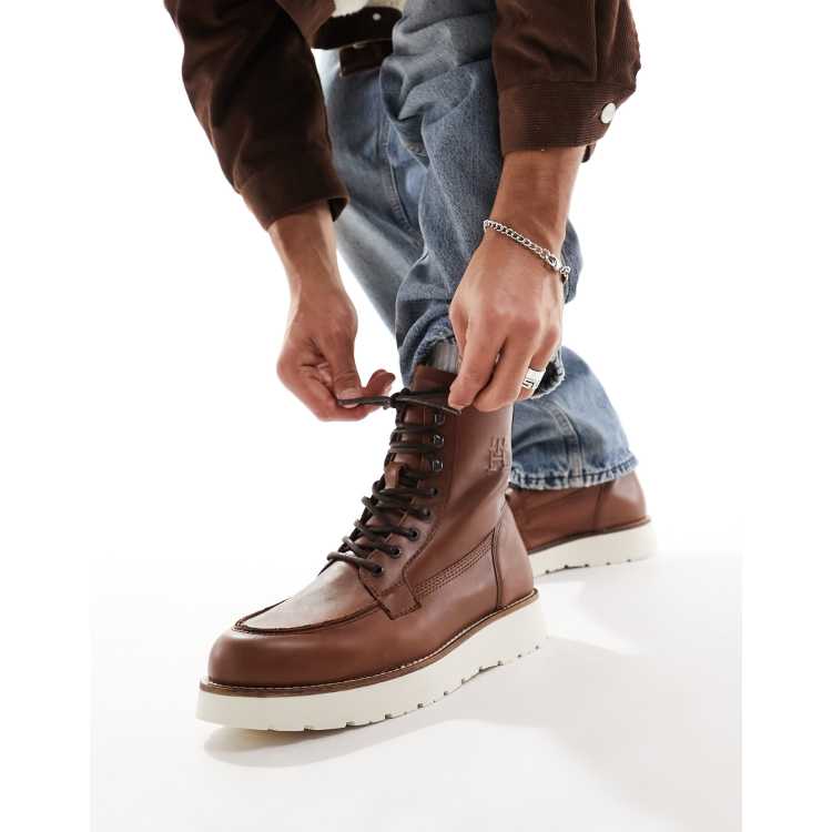 Tommy hilfiger deals brown leather boots