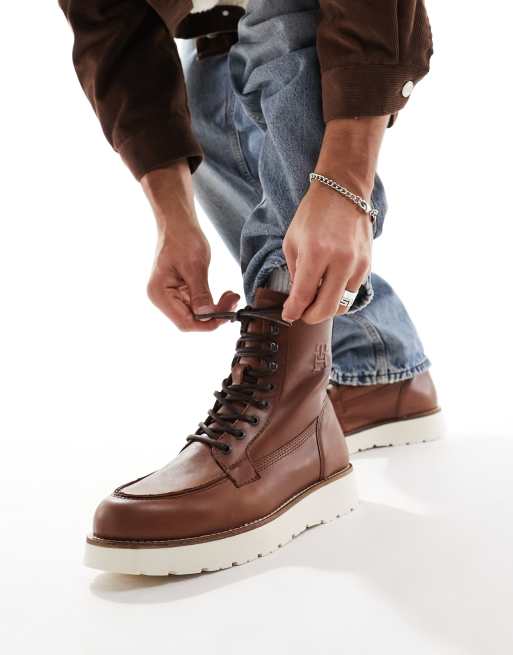 Tommy Hilfiger american warm leather boots in winter cognac ASOS