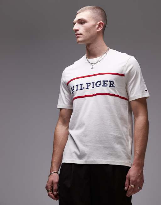 Tommy Hilfiger americana colourblock t-shirt in off white, 2 of 5