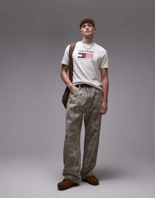 Tommy Hilfiger Americana Monotype Flag Box Mens T Shirt In White