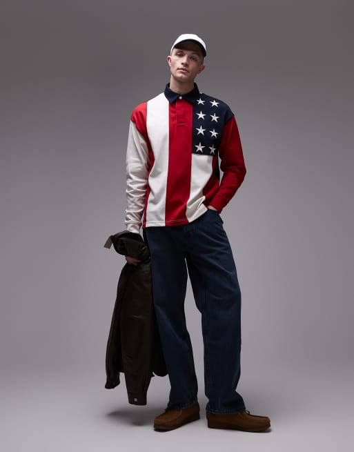 Tommy Hilfiger americana flag rugby shirt in red, 2 of 4