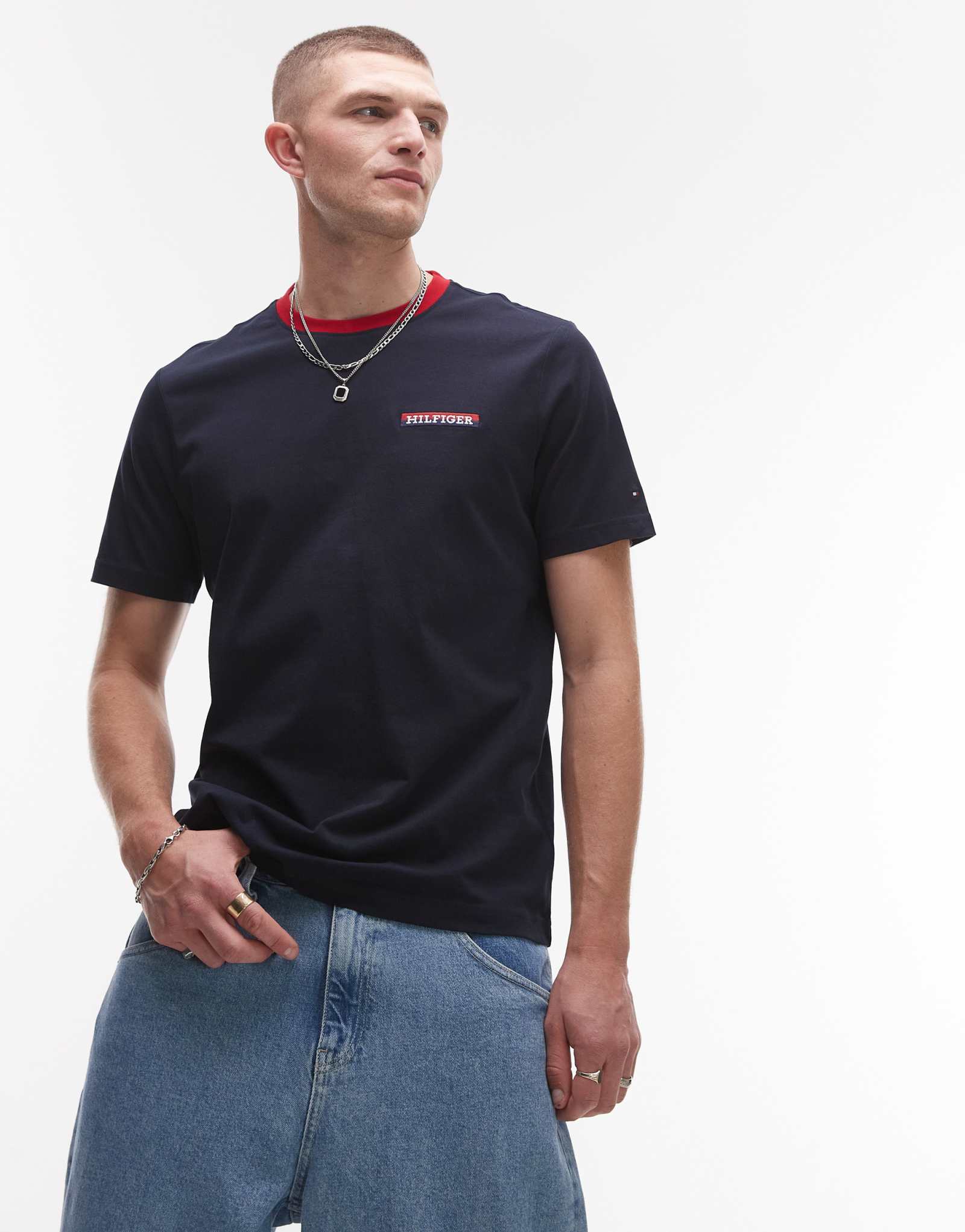 Футболка с логотипом Tommy Hilfiger americana темно-синего цвета