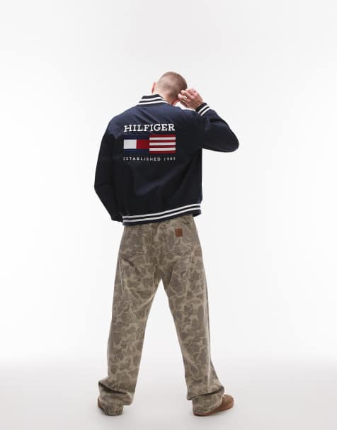 Tommy Hilfiger - Americana - Marineblå bomber-jakke med college-design - view 1