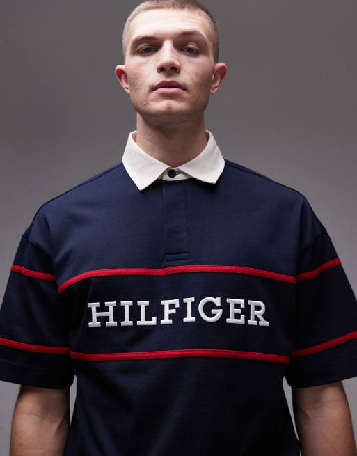 Tommy Hilfiger - Americana - Marineblå rugbytrøje med korte ærmer, 3 af 4
