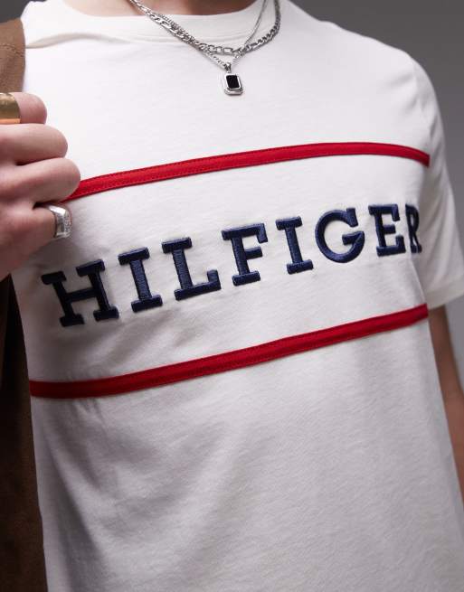 Tommy Hilfiger - Americana - Råhvid T-shirt med farveblokke, 3 af 5