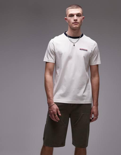 Tommy Hilfiger – Americana – T-shirt o pudełkowym kroju w kolorze złamanej bieli z logo