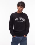 [Tommy Hilfiger] Tommy Hilfiger arch logo crew neck sweatshirt in black L BLACK