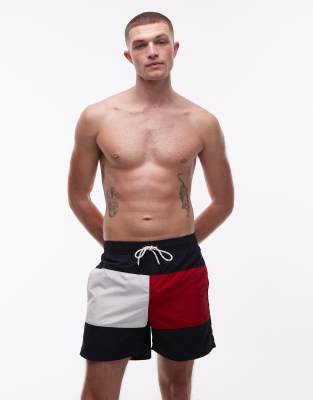 Tommy Hilfiger archive flag drawstring swim shorts in navy