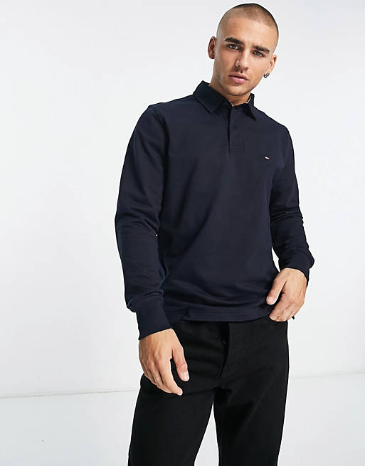 Tommy Hilfiger archive flag logo rugby shirt in navy | ASOS