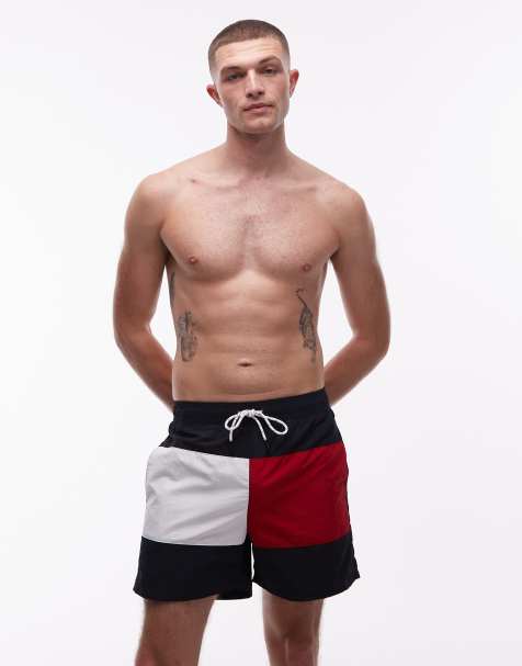 Tommy Hilfiger - Archive - Marineblå badeshorts med løbesnor og flaglogo - view 1