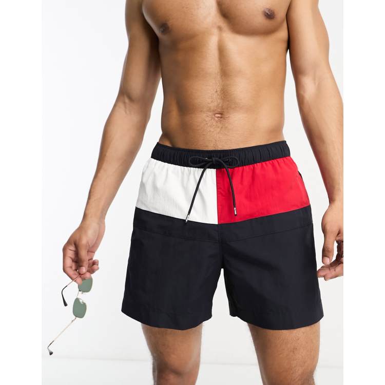 Tommy Hilfiger Archive medium drawstring colourblock swim shorts in navy