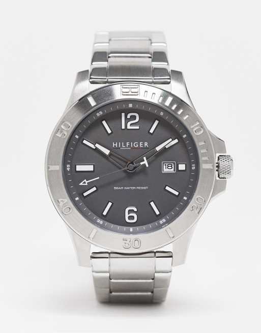 Tommy Hilfiger - Armbandhorloge met zwarte wijzerplaat in zilver