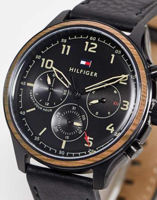 Tommy Hilfiger – Asher – Uhr mit mehreren Zifferblättern und Lederarmband in Hellbraun