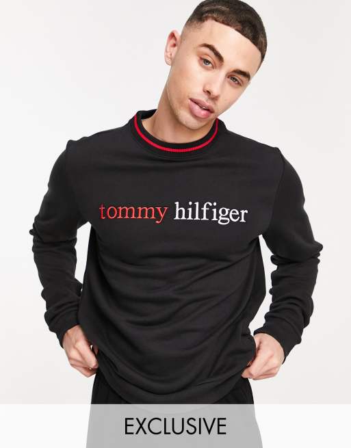 exclusive lounge sweatshirt with chest logo in black | ASOS