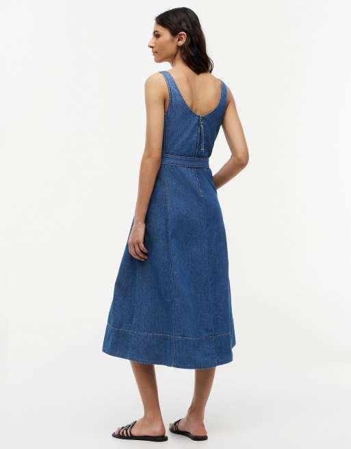 Tommy Hilfiger – Ausgestelltes Midi-Jeanskleid in Dunkelblau mit Gürtel, 4 von 6