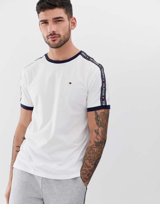 Tommy Hilfiger – Authentic – Biały T-shirt domowy z lampasami
