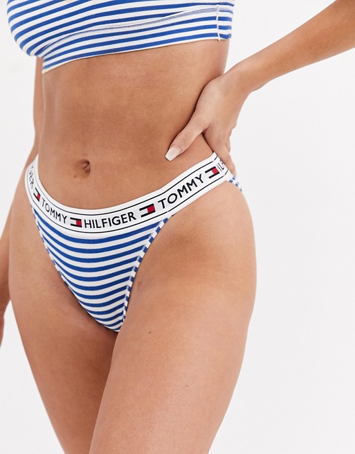 Tommy Hilfiger Authentic Cotton stripe brief in white and blue