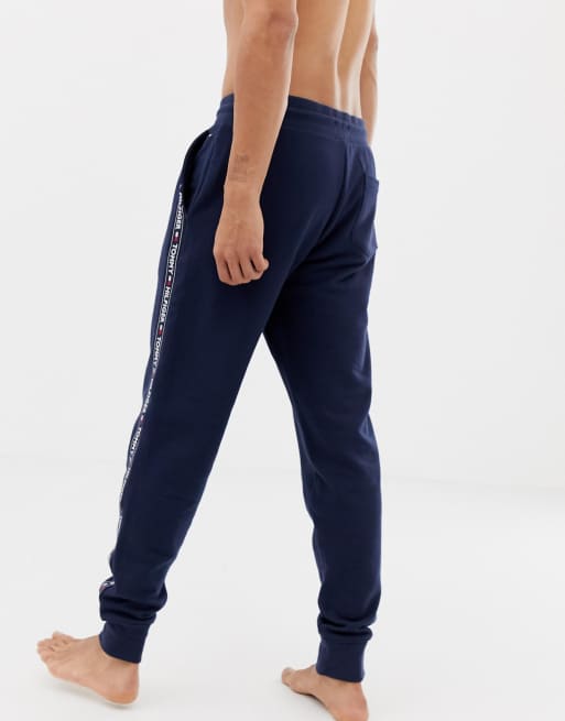 cuffed lounge authentic sweatpants navy side logo | Hilfiger ASOS Tommy taping with in