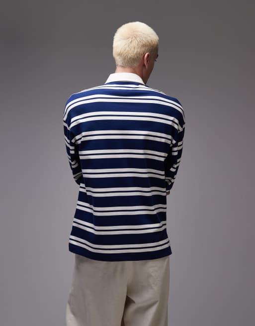 Tommy Hilfiger – Authentic – Gestreiftes Rugby-Oberteil in Marineblau und Weiß mit Logo auf der Brust, 4 von 4