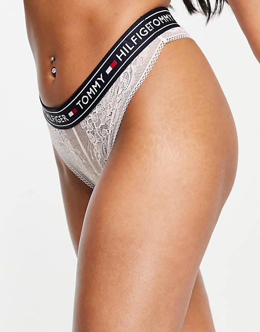 Secondly front volatility Tommy Hilfiger Authentic Lace thong in pink | ASOS