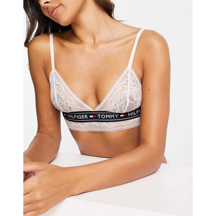 Tommy Hilfiger Pink Lace Triangle Bralette - pink M at Urban