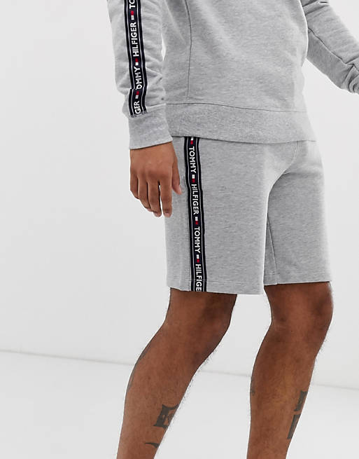 Tommy Hilfiger authentic lounge shorts side logo taping in grey marl | ASOS