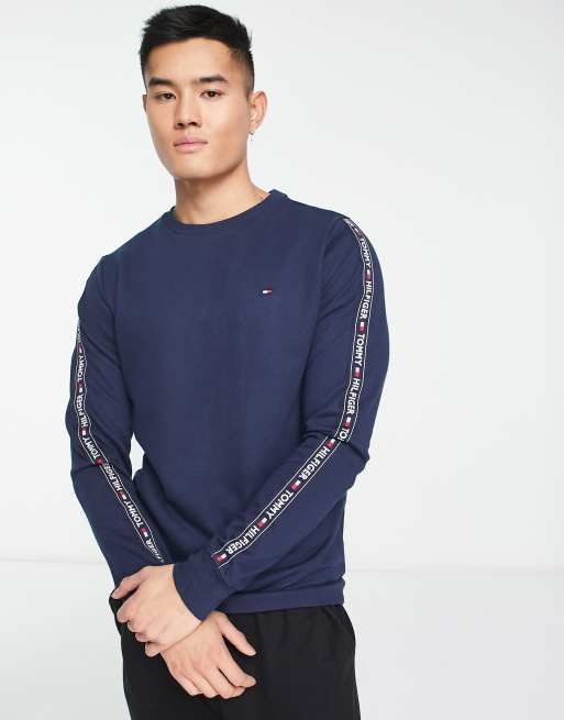 Tommy Hilfiger - Authentic - Lounge-sweatshirt met logobies langs de zijkant in gemêleerd marineblauw