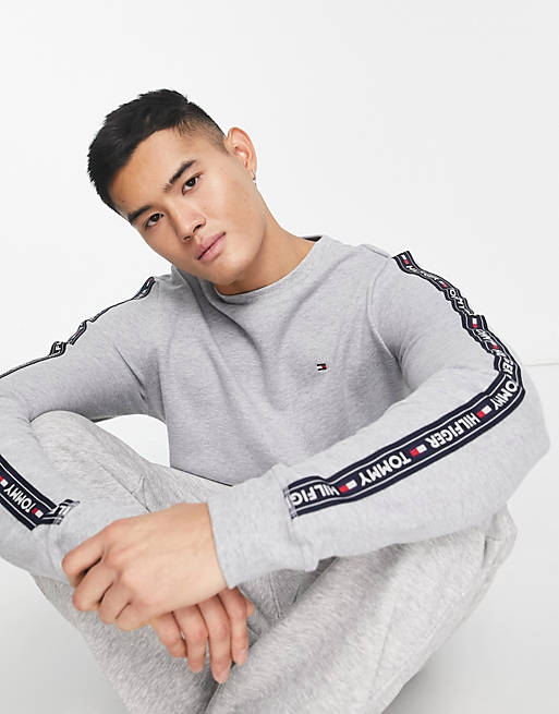 Tommy Hilfiger authentic lounge sweatshirt with side logo taping in grey