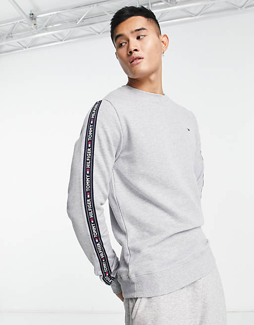 Tommy Hilfiger authentic lounge sweatshirt with side logo taping in grey |  ASOS