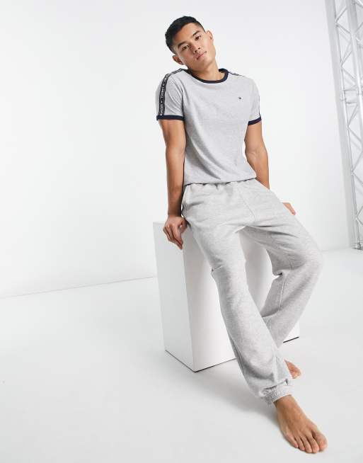 Tommy Hilfiger authentic lounge t-shirt side logo taping in grey, 4 of 4