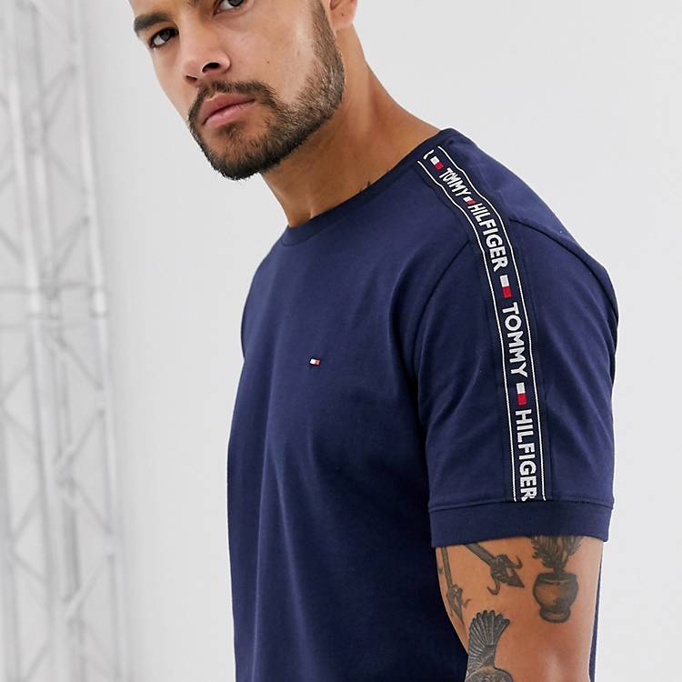 lead accumulate server Tommy Hilfiger authentic lounge t-shirt side logo taping in navy | ASOS