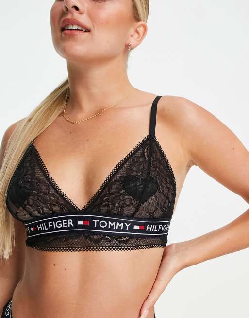 Tommy Hilfiger – Authentic – Schwarzes Spitzen-Bustier mit Triangeldesign, 2 von 4