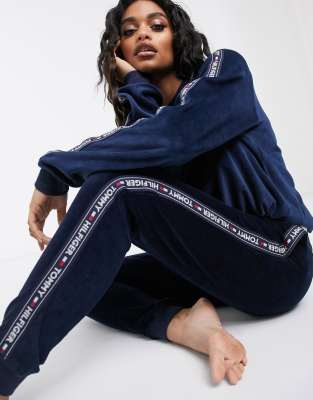 tommy hilfiger velour jogger pants